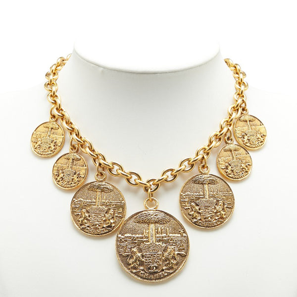 シャネル ココマーク メダリオン ネックレス ゴールド メッキ レディース CHANEL 【中古】