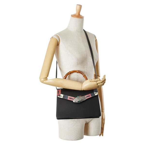 グッチ バンブー リリス コーラルスネーク ハンドバッグ ショルダーバッグ 2WAY 453751 ブラック マルチカラー レザー パイソン レディース GUCCI 【中古】