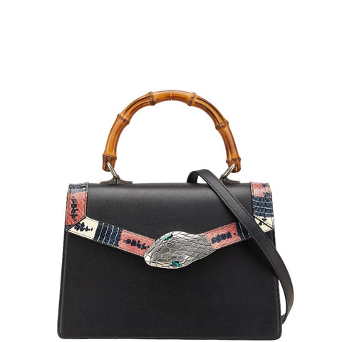 グッチ バンブー リリス コーラルスネーク ハンドバッグ ショルダーバッグ 2WAY 453751 ブラック マルチカラー レザー パイソン レディース GUCCI 【中古】