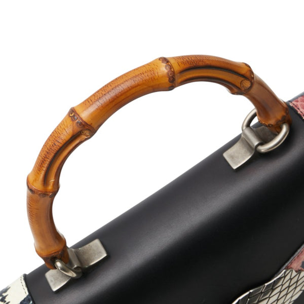 グッチ バンブー リリス コーラルスネーク ハンドバッグ ショルダーバッグ 2WAY 453751 ブラック マルチカラー レザー パイソン レディース GUCCI 【中古】