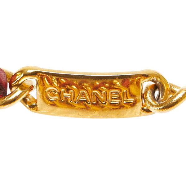 シャネル ココマーク メダリオンプレート チェーン ベルト ゴールド レッド メッキ レザー レディース CHANEL 【中古】