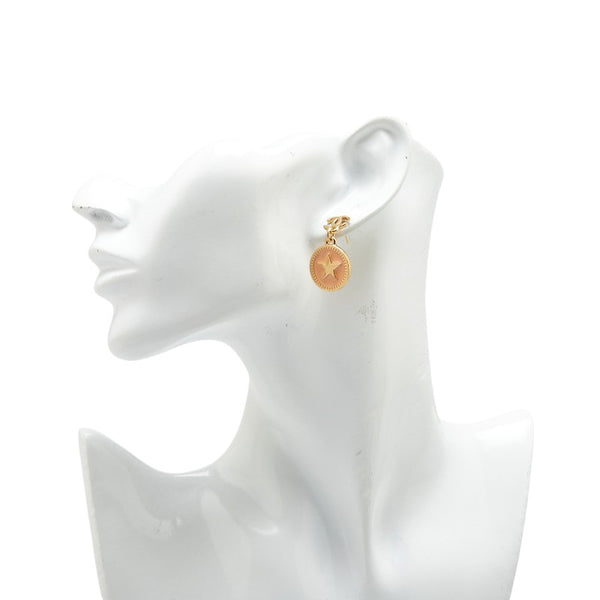 シャネル スイング ココマーク スター 星 スタッドピアス サーモンピンク ゴールド メッキ レディース CHANEL 【中古】