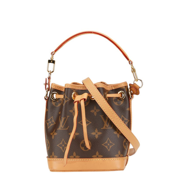 ルイ ヴィトン モノグラム ナノ ノエ ハンドバッグ ショルダーバッグ 2WAY M81266 ブラウン PVC レザー レディース LOUIS VUITTON 【中古】
