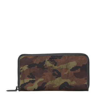 プラダ カモフラージュ 長財布 ラウンドファスナー 2ML317 カーキ ブラック ナイロン レザー メンズ PRADA 【中古】