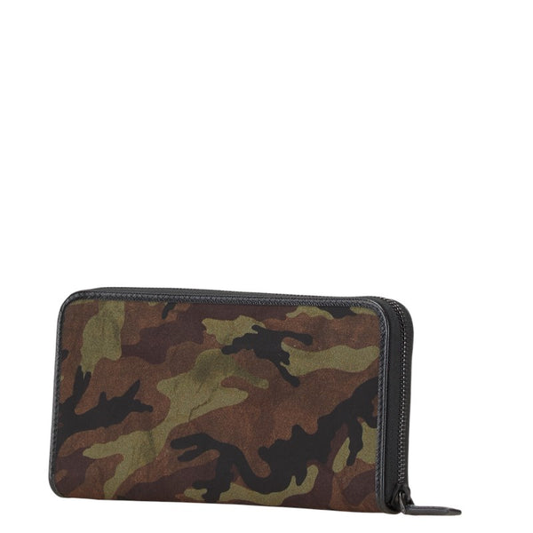プラダ カモフラージュ 長財布 ラウンドファスナー 2ML317 カーキ ブラック ナイロン レザー メンズ PRADA 【中古】