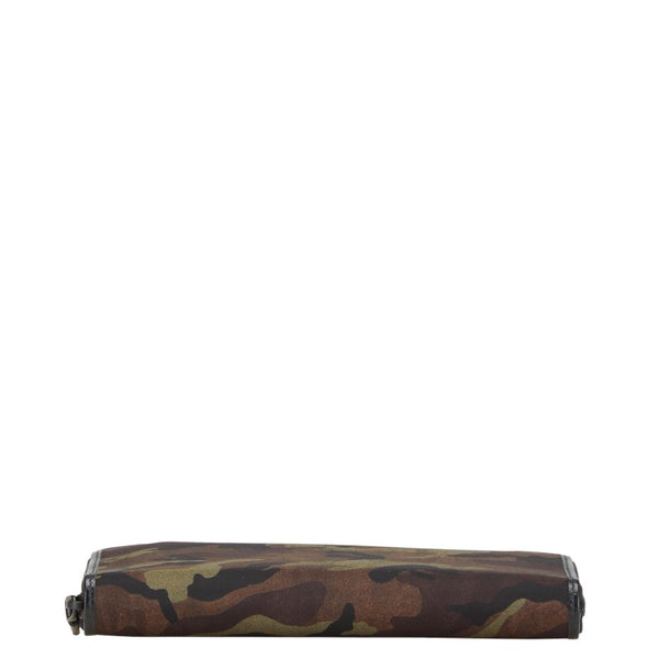 プラダ カモフラージュ 長財布 ラウンドファスナー 2ML317 カーキ ブラック ナイロン レザー メンズ PRADA 【中古】