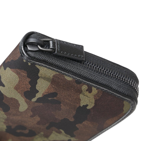 プラダ カモフラージュ 長財布 ラウンドファスナー 2ML317 カーキ ブラック ナイロン レザー メンズ PRADA 【中古】