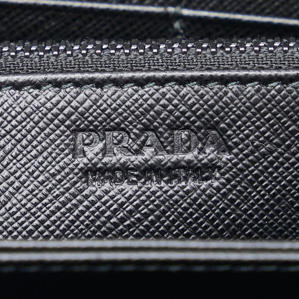 プラダ カモフラージュ 長財布 ラウンドファスナー 2ML317 カーキ ブラック ナイロン レザー メンズ PRADA 【中古】