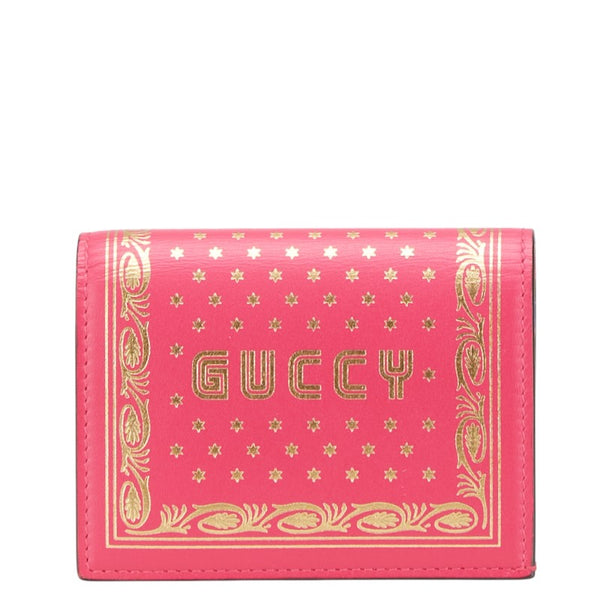 グッチ × SEGA GUCCY プリント 二つ折り財布 524965 ピンク ゴールド レザー レディース GUCCI 【中古】