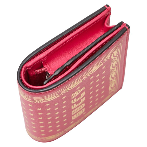 グッチ × SEGA GUCCY プリント 二つ折り財布 524965 ピンク ゴールド レザー レディース GUCCI 【中古】