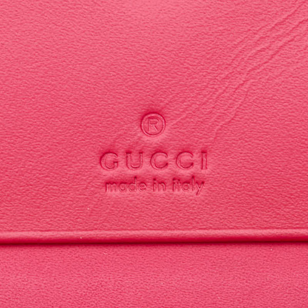 グッチ × SEGA GUCCY プリント 二つ折り財布 524965 ピンク ゴールド レザー レディース GUCCI 【中古】