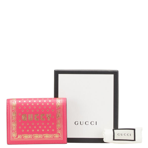 グッチ × SEGA GUCCY プリント 二つ折り財布 524965 ピンク ゴールド レザー レディース GUCCI 【中古】