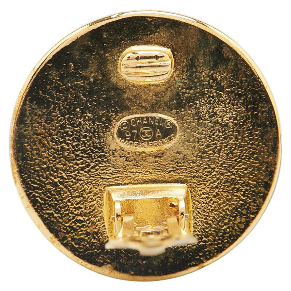 シャネル ココマーク ラウンド イヤリング ゴールド ブラック メッキ プラスチック レディース CHANEL 【中古】