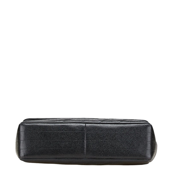 シャネル ココマーク バイアスステッチ チェーン ショルダーバッグ ブラック キャビアスキン レディース CHANEL 【中古】