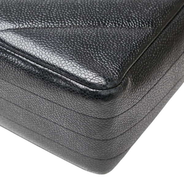 シャネル ココマーク バイアスステッチ チェーン ショルダーバッグ ブラック キャビアスキン レディース CHANEL 【中古】