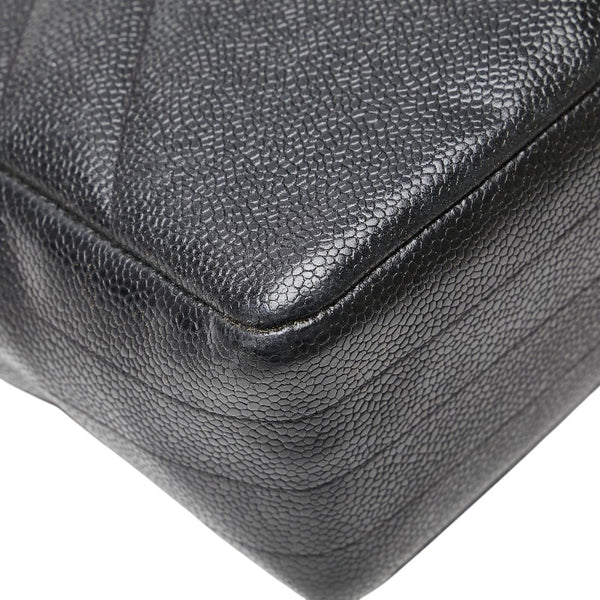 シャネル ココマーク バイアスステッチ チェーン ショルダーバッグ ブラック キャビアスキン レディース CHANEL 【中古】