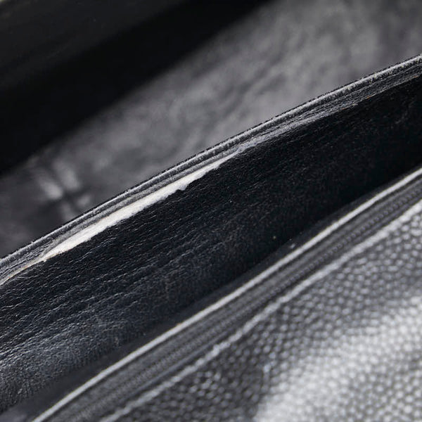 シャネル ココマーク バイアスステッチ チェーン ショルダーバッグ ブラック キャビアスキン レディース CHANEL 【中古】