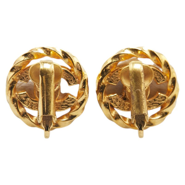 シャネル ココマーク ラインストーン ラウンド イヤリング ゴールド メッキ レディース CHANEL 【中古】