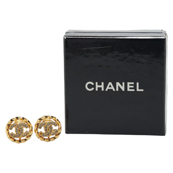 シャネル ココマーク ラインストーン ラウンド イヤリング ゴールド メッキ レディース CHANEL 【中古】