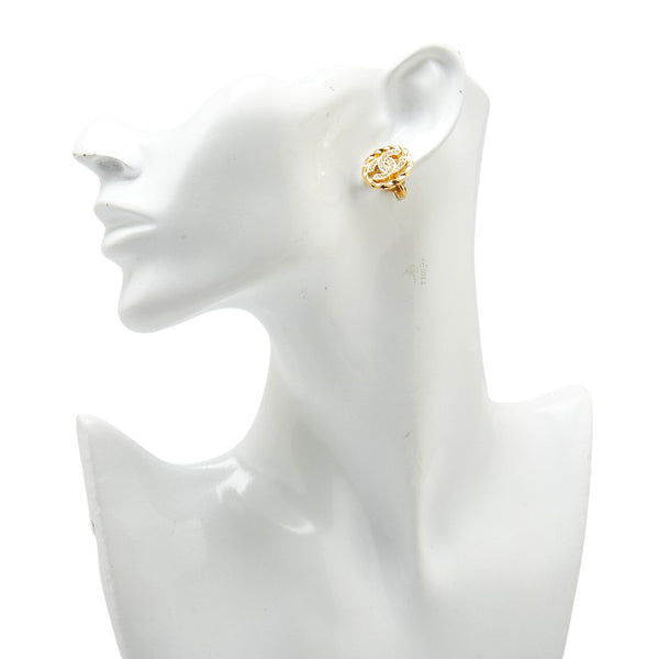 シャネル ココマーク ラインストーン ラウンド イヤリング ゴールド メッキ レディース CHANEL 【中古】