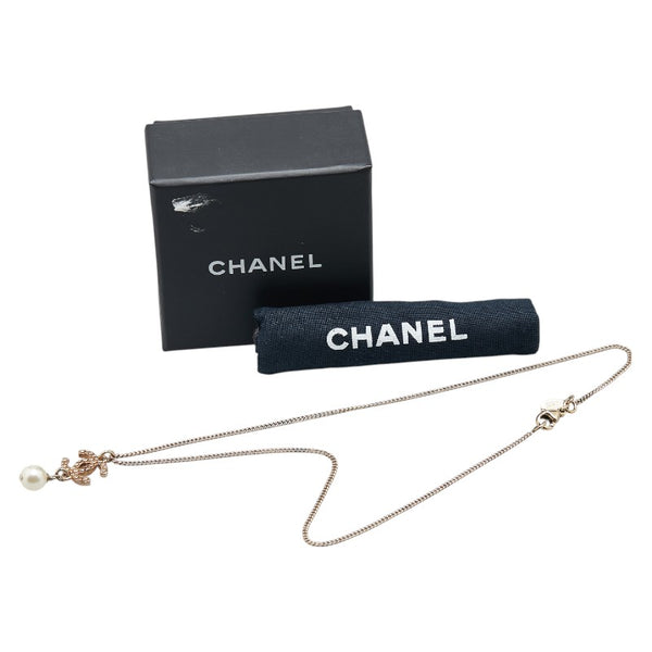 シャネル ココマーク ネックレス シャンパンゴールド メッキ フェイクパール レディース CHANEL 【中古】