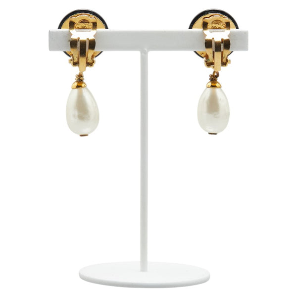 シャネル ココマーク イヤリング スイング ゴールド ブラック メッキ フェイクパール プラスチック レディース CHANEL 【中古】