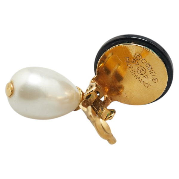 シャネル ココマーク イヤリング スイング ゴールド ブラック メッキ フェイクパール プラスチック レディース CHANEL 【中古】