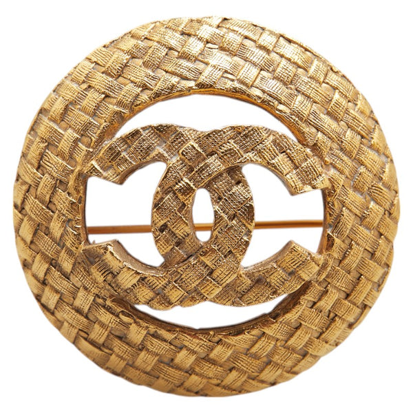 シャネル ヴィンテージ ココマーク ラウンド ブローチ ゴールド メッキ レディース CHANEL 【中古】