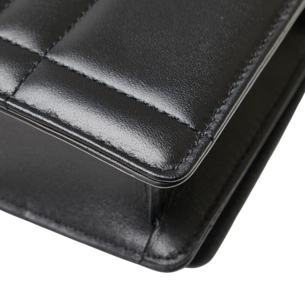 バーバリー ローラクラッチ TBロゴ チェーン ショルダーバッグ ブラック レザー レディース BURBERRY 【中古】