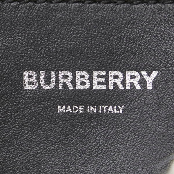 バーバリー ローラ TB ホースフェリープリント チェーン ショルダーバッグ ブラック ホワイト レザー ボア レディース BURBERRY 【中古】