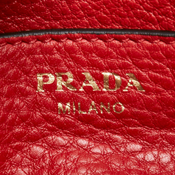 プラダ ショルダーバッグ 1BH130 レッド レザー レディース PRADA 【中古】