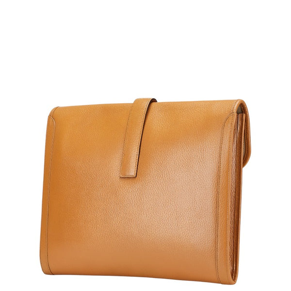 エルメス ジジェGM セカンドバッグ クラッチバッグ ブラウン レザー レディース HERMES 【中古】