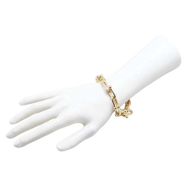 ティファニー ハードウェア エクストララージ リンク ダイヤ ブレスレット K18YG イエローゴールド メンズ TIFFANY&Co. 【中古】