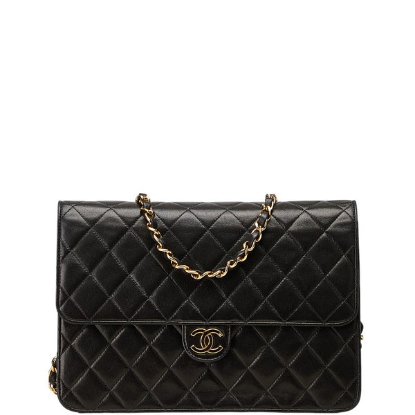 シャネル マトラッセ ココマーク プッシュロック チェーン ショルダーバッグ ブラック ラムスキン レディース CHANEL 【中古】
