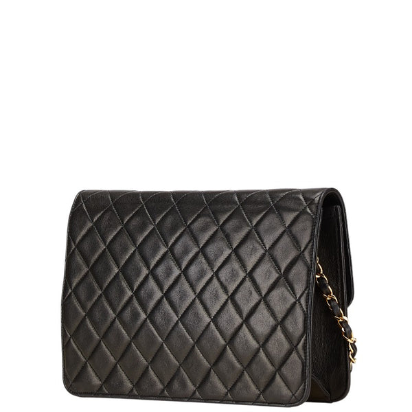 シャネル マトラッセ ココマーク プッシュロック チェーン ショルダーバッグ ブラック ラムスキン レディース CHANEL 【中古】
