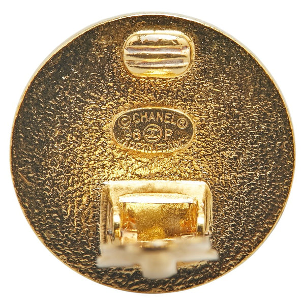シャネル ココマーク ラウンド イヤリング ゴールド ブラック メッキ シェル レディース CHANEL 【中古】