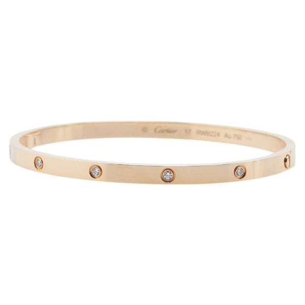 カルティエ ラブブレスレットSM 10Pダイヤ ブレスレット K18PG ピンクゴールド レディース CARTIER 【中古】