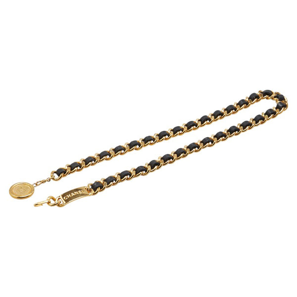 シャネル ココマーク 31 RUE CAMBON PARIS ベルト ゴールド ブラック メッキ レザー レディース CHANEL 【中古】