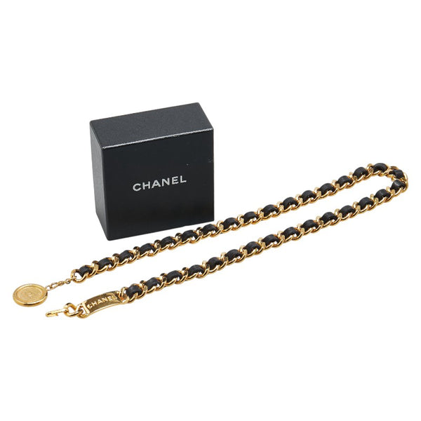 シャネル ココマーク 31 RUE CAMBON PARIS ベルト ゴールド ブラック メッキ レザー レディース CHANEL 【中古】