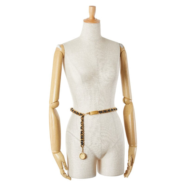 シャネル ココマーク 31 RUE CAMBON PARIS ベルト ゴールド ブラック メッキ レザー レディース CHANEL 【中古】