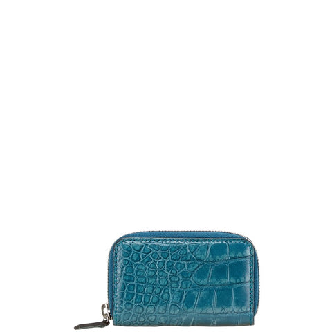 グッチ クロコ型押し コインケース 250983 ブルー レザー レディース GUCCI 【中古】