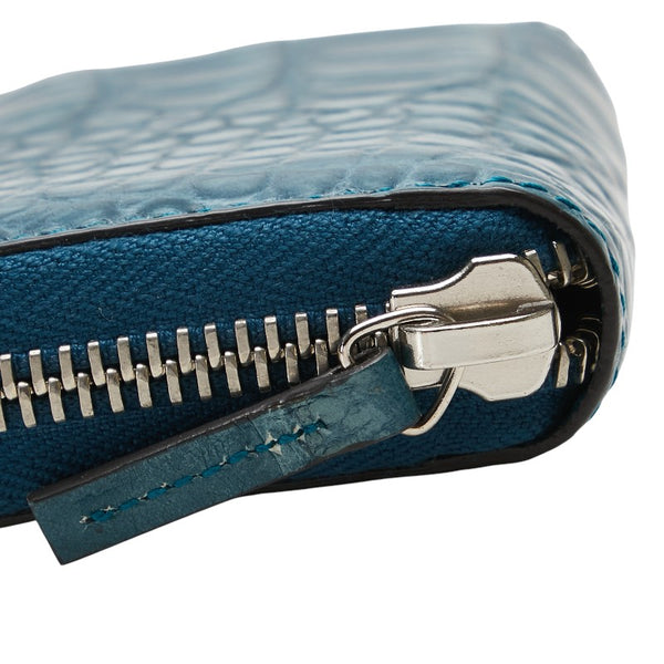 グッチ クロコ型押し コインケース 250983 ブルー レザー レディース GUCCI 【中古】