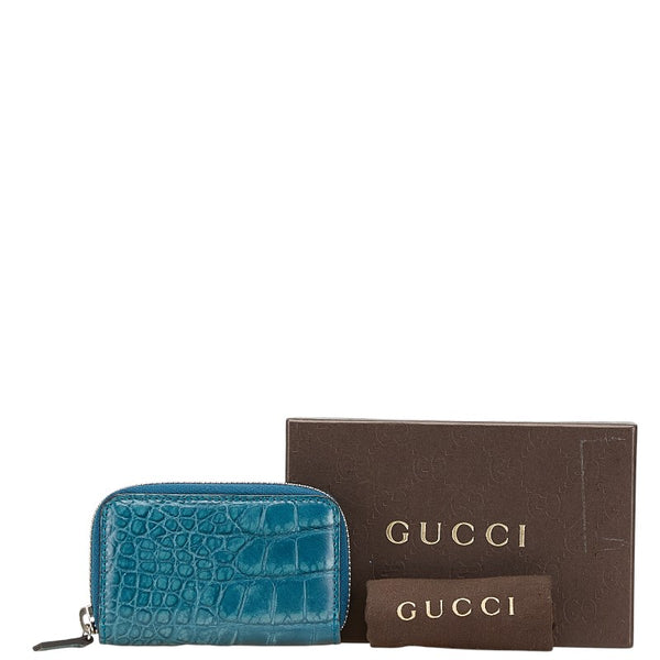 グッチ クロコ型押し コインケース 250983 ブルー レザー レディース GUCCI 【中古】