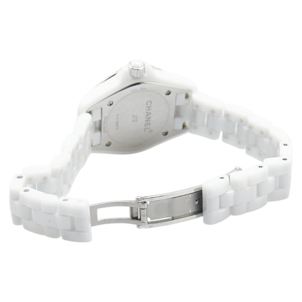 シャネル J12 8Pダイヤ 腕時計 H2570 クオーツ シルバー文字盤 ホワイトセラミック レディース CHANEL 【中古】