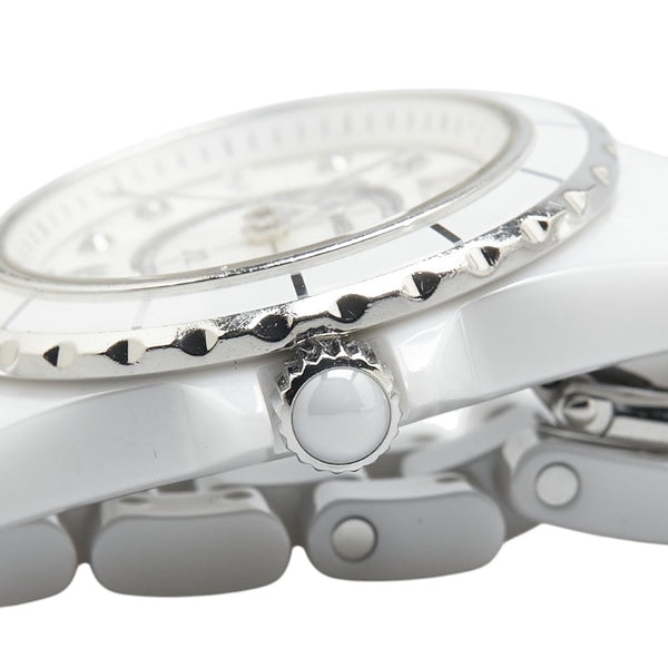 シャネル J12 8Pダイヤ 腕時計 H2570 クオーツ シルバー文字盤 ホワイトセラミック レディース CHANEL 【中古】