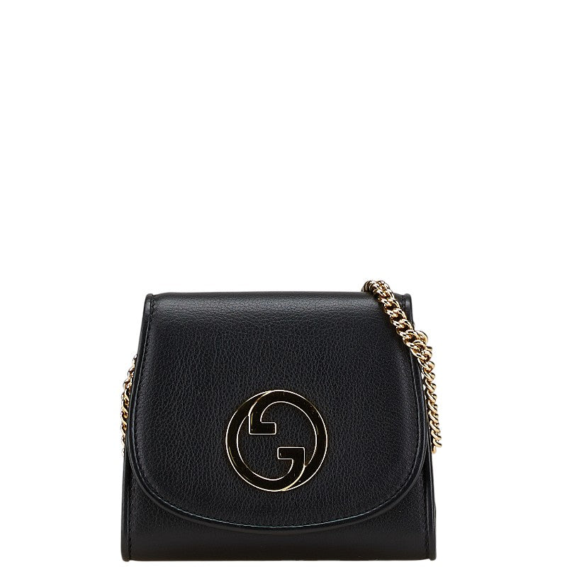 グッチ ブロンディ ミディアム チェーン ウォレット ショルダーバッグ 725219 ブラック レザー レディース GUCCI 【中古】