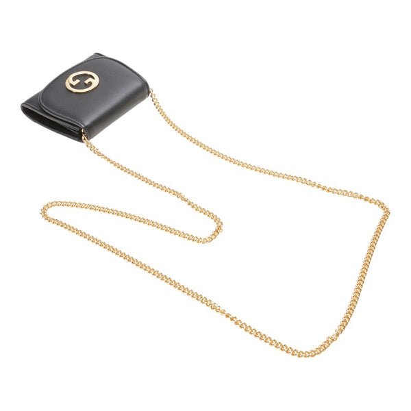 グッチ ブロンディ ミディアム チェーン ウォレット ショルダーバッグ 725219 ブラック レザー レディース GUCCI 【中古】