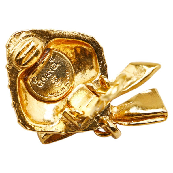 シャネル ひし形 リボン スイング イヤリング ゴールド メッキ レディース CHANEL 【中古】