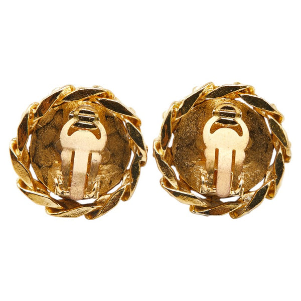 シャネル ココマーク ラウンド ラインストーン イヤリング ゴールド メッキ レディース CHANEL 【中古】