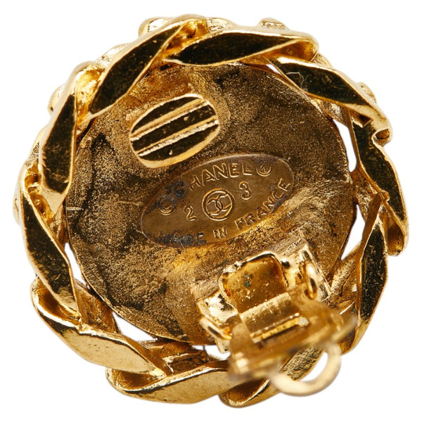 シャネル ココマーク ラウンド ラインストーン イヤリング ゴールド メッキ レディース CHANEL 【中古】